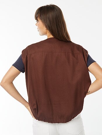 Giacca senza maniche satinata e con zip