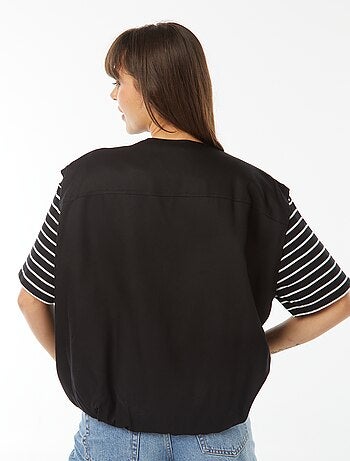 Giacca senza maniche satinata e con zip