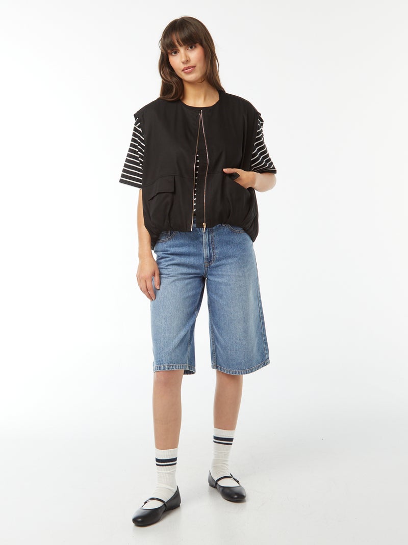 Giacca senza maniche satinata e con zip nero - Kiabi