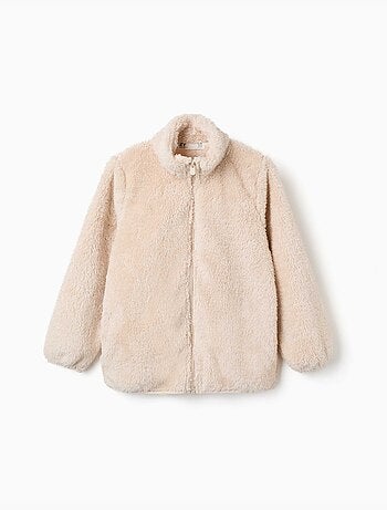 Giacca sherpa con chiusura con cerniera