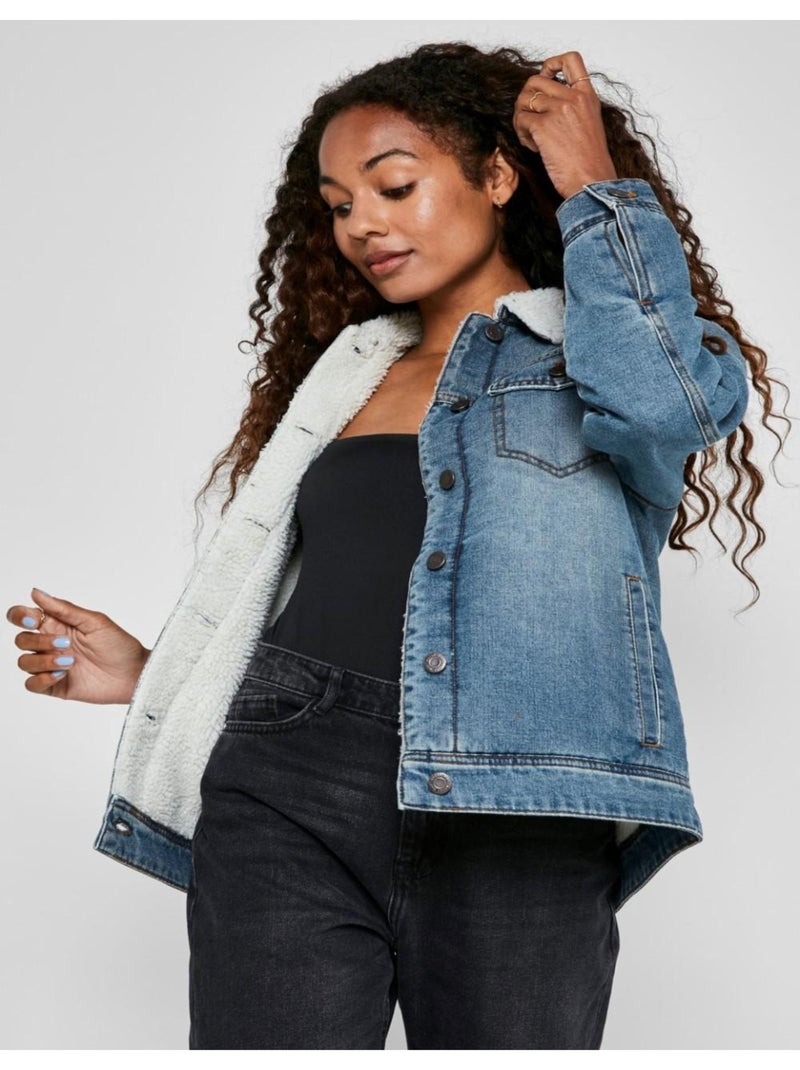 Giacca sherpa in denim Noisy May Blu - Kiabi
