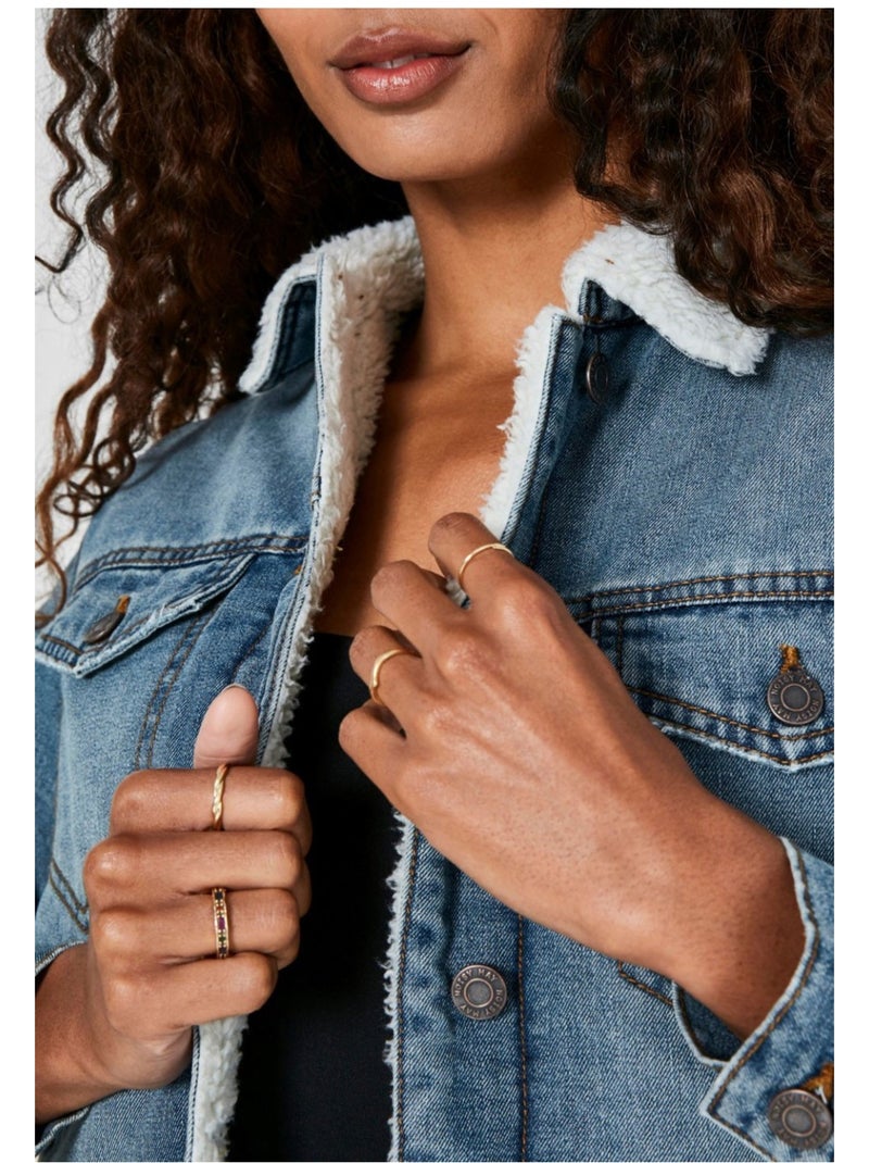 Giacca sherpa in denim Noisy May Blu - Kiabi