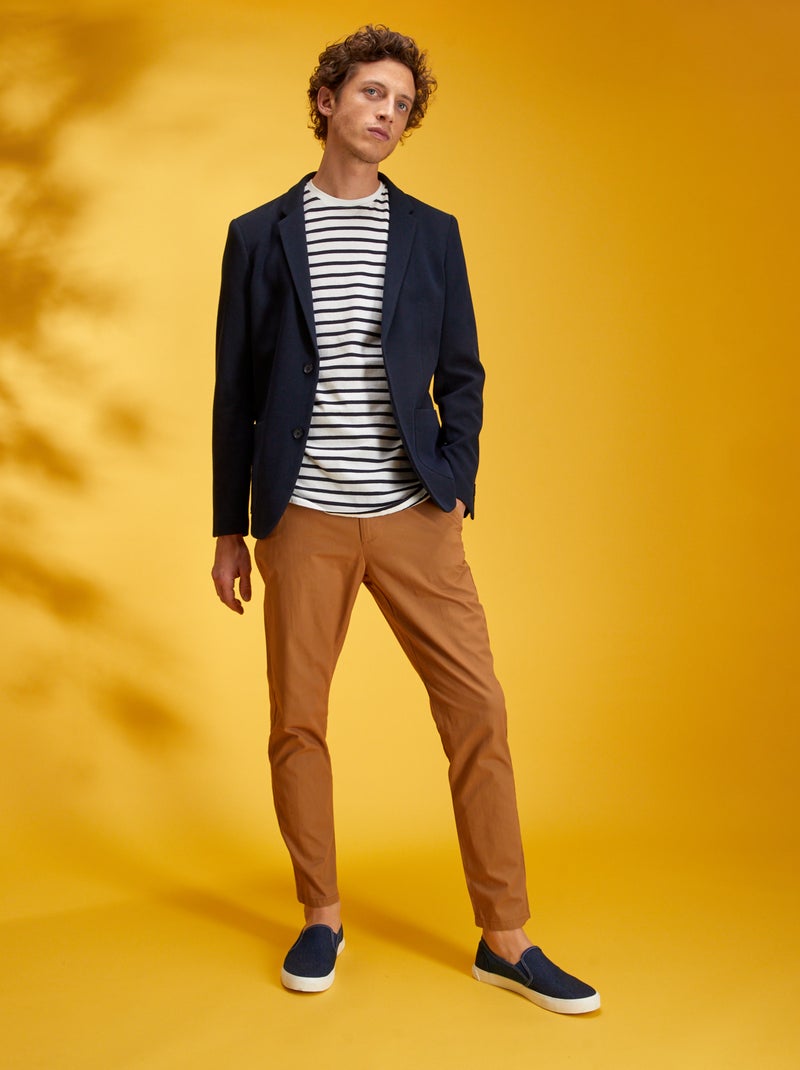 Giacca slim in maglia piqué BLU - Kiabi