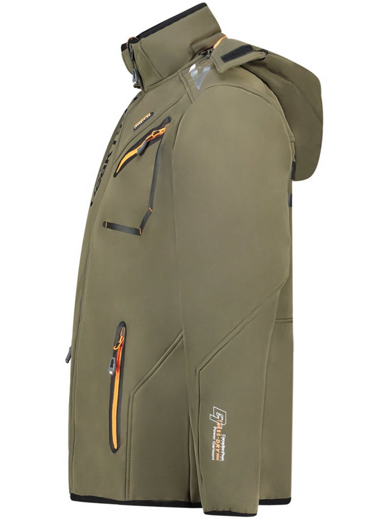 Giacca softshell antivento con cappuccio royauteak – canadian peak Verde/Arancione - Kiabi