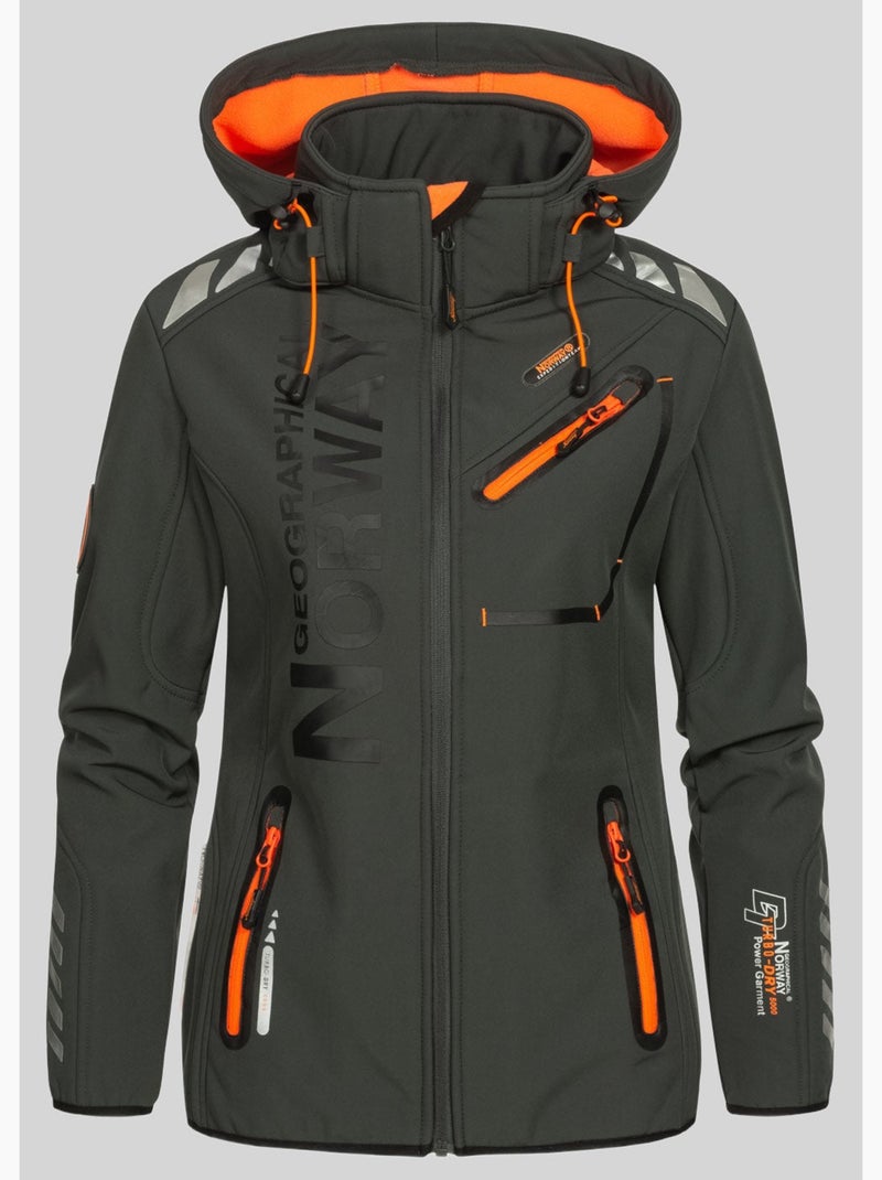 Giacca softshell con cappuccio reine – geographical norway Grigio arancione - Kiabi