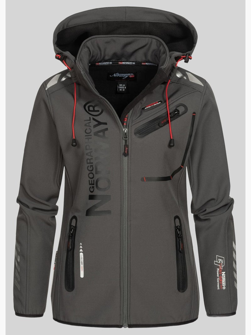 Giacca softshell con cappuccio reine – geographical norway Grigio nero - Kiabi
