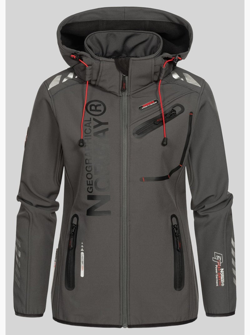 Giacca softshell con cappuccio reine – geographical norway Grigio nero - Kiabi