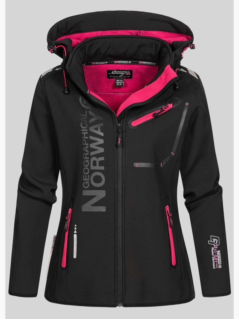 Giacca softshell con cappuccio reine – geographical norway Nero Rosa Nero - Kiabi