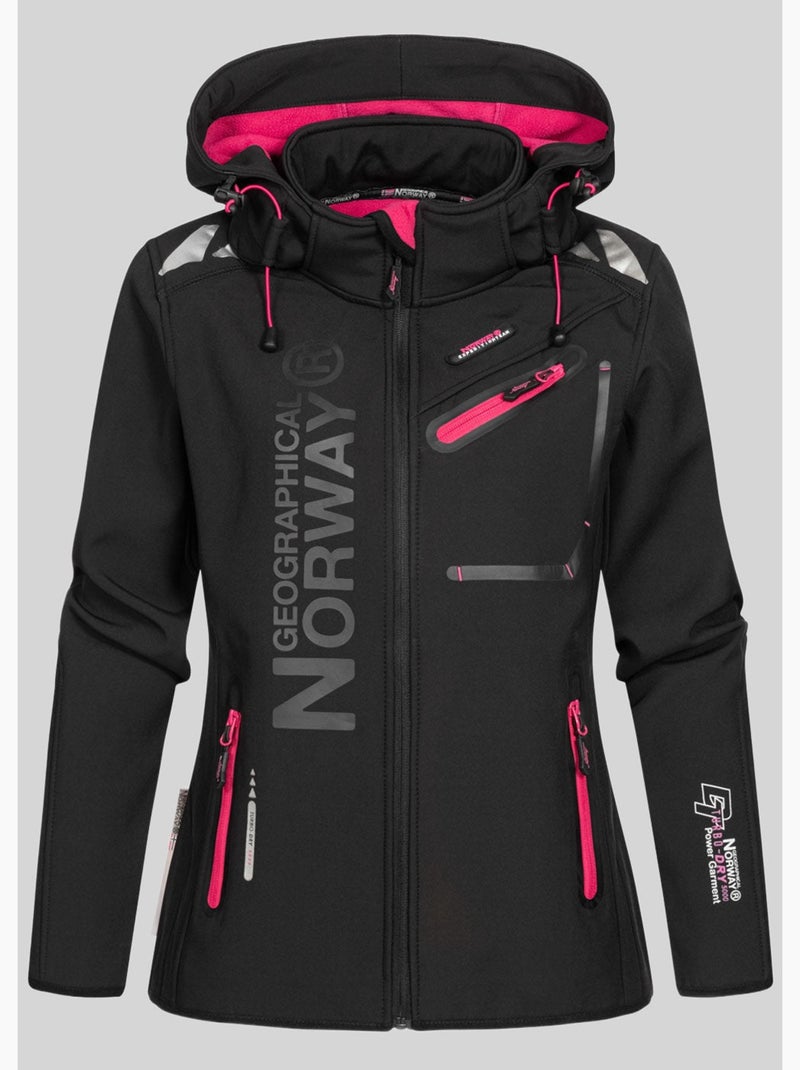 Giacca softshell con cappuccio reine – geographical norway Nero Rosa Nero - Kiabi
