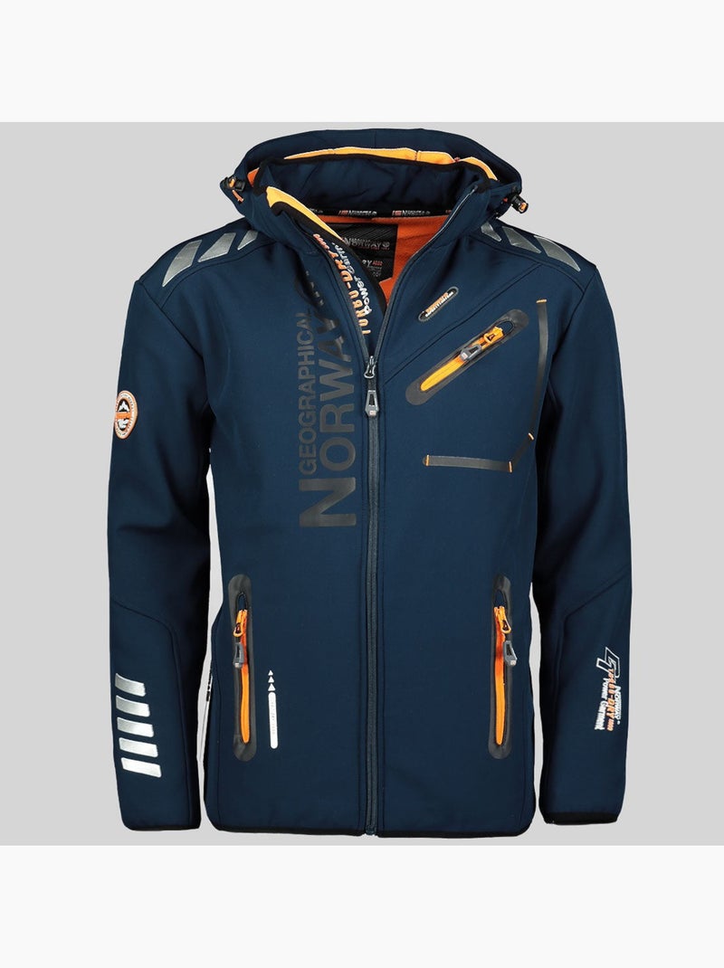 Giacca softshell con cappuccio royaute – geographical norway Blu marino/Arancione fluo - Kiabi