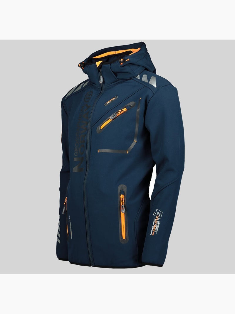 Giacca softshell con cappuccio royaute – geographical norway Blu marino/Arancione fluo - Kiabi