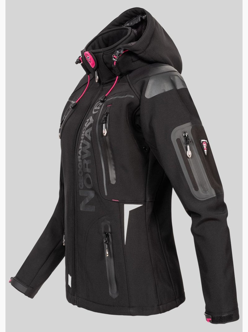 Giacca softshell con cappuccio tislande femme – geographical norway Nero Rosa - Kiabi