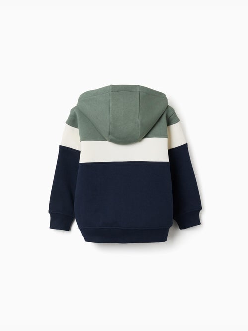 Giacca spazzolata con cappuccio con colour block - Kiabi
