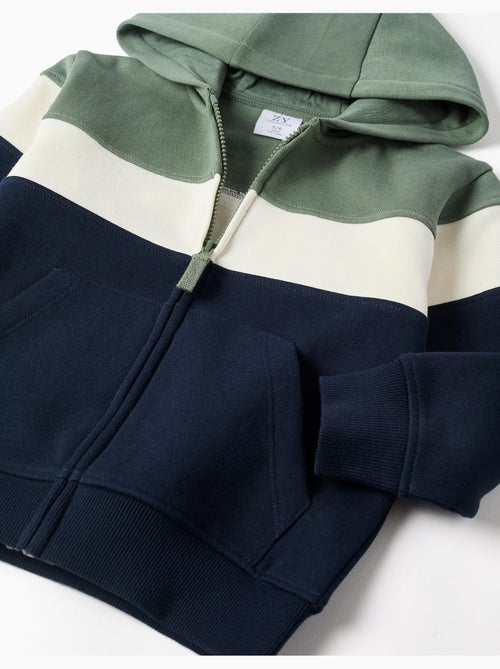 Giacca spazzolata con cappuccio con colour block - Kiabi