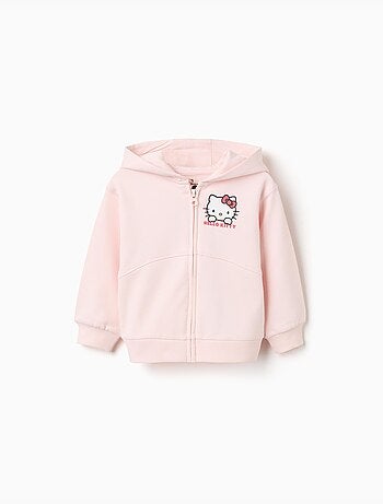 Giacca spazzolata con cappuccio e stampa hello kitty