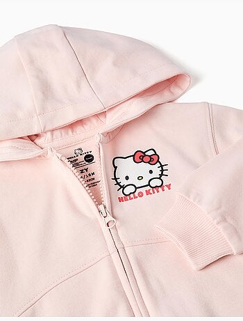 Giacca spazzolata con cappuccio e stampa hello kitty