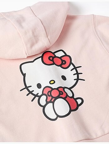 Giacca spazzolata con cappuccio e stampa hello kitty