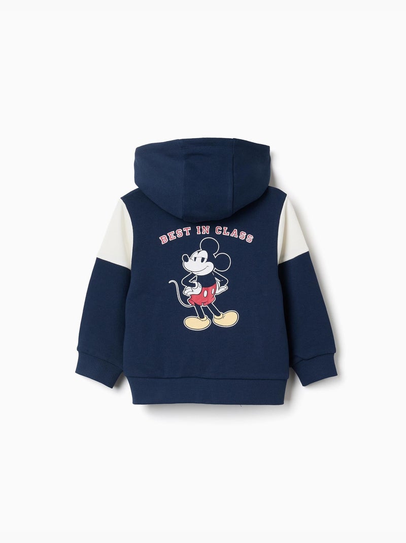 Giacca spazzolata con cappuccio e stampe di mickey Blu scuro - Kiabi