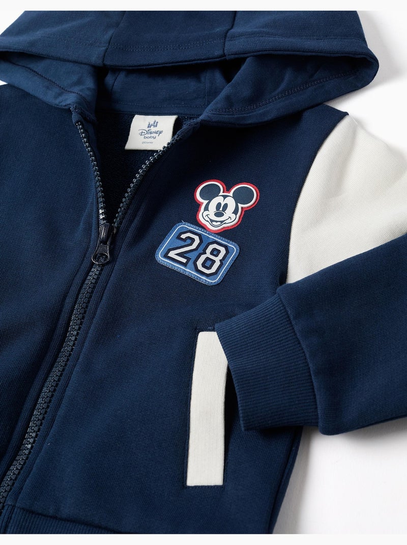 Giacca spazzolata con cappuccio e stampe di mickey Blu scuro - Kiabi