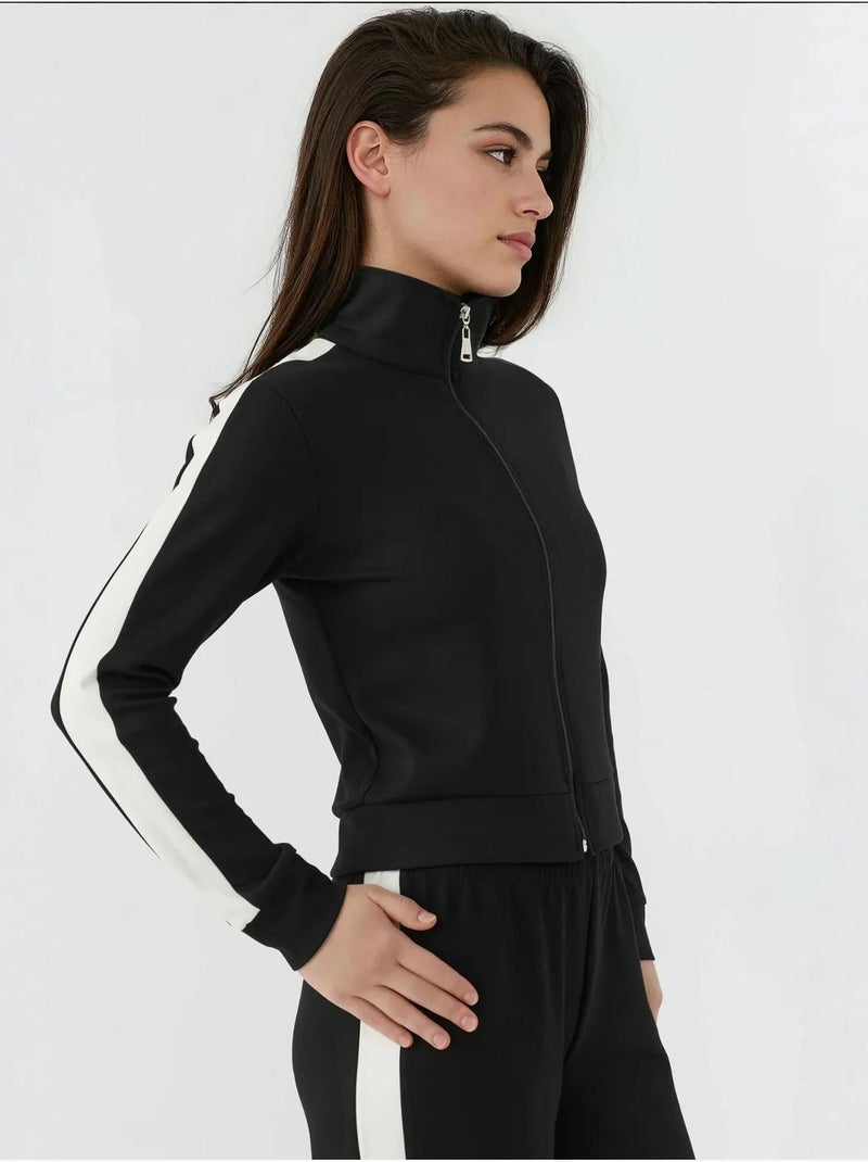 Giacca sportiva in modal soft touch con colletto alto hiccup Nero - Kiabi