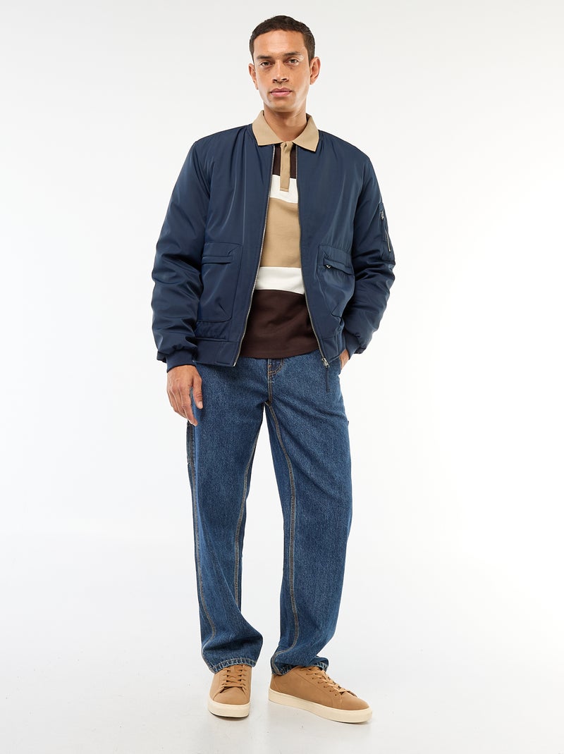 Giacca stile aviatore con tasche a soffietto a doppia entrata blu - Kiabi