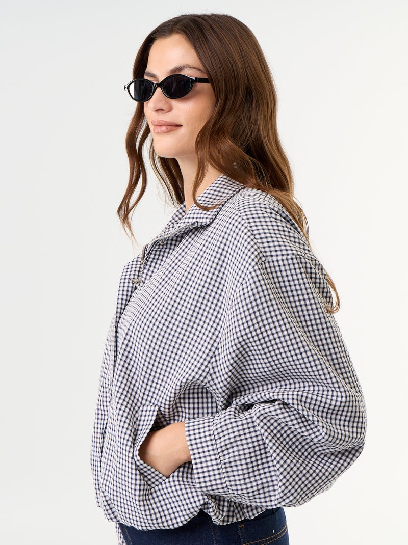 Giacca stile bomber a quadri Blu - Kiabi