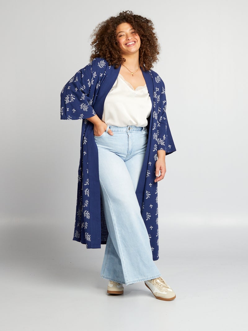 Giacca stile kimono con ricamo BLU - Kiabi