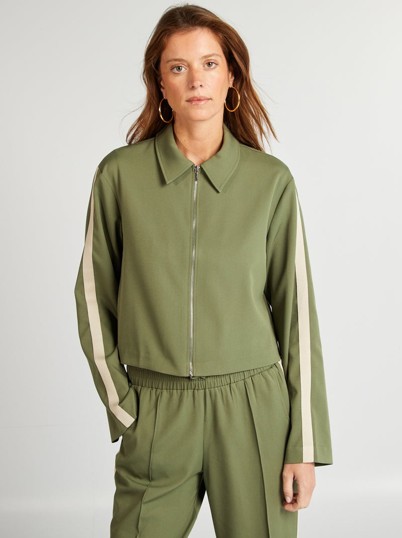 Giacca stile sportivo con zip KAKI - Kiabi