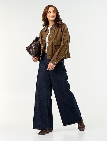 Giacca workwear in denim e collo in velluto