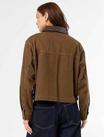 Giacca workwear in denim e collo in velluto