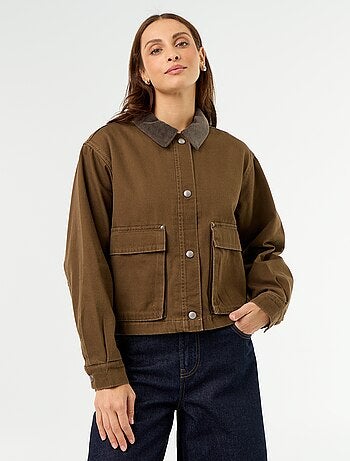 Giacca workwear in denim e collo in velluto