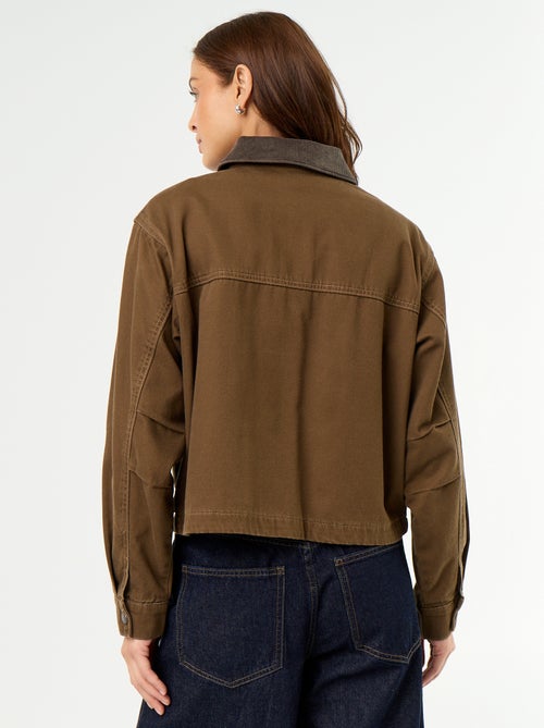 Giacca stile workwear in denim e collo in velluto - Kiabi