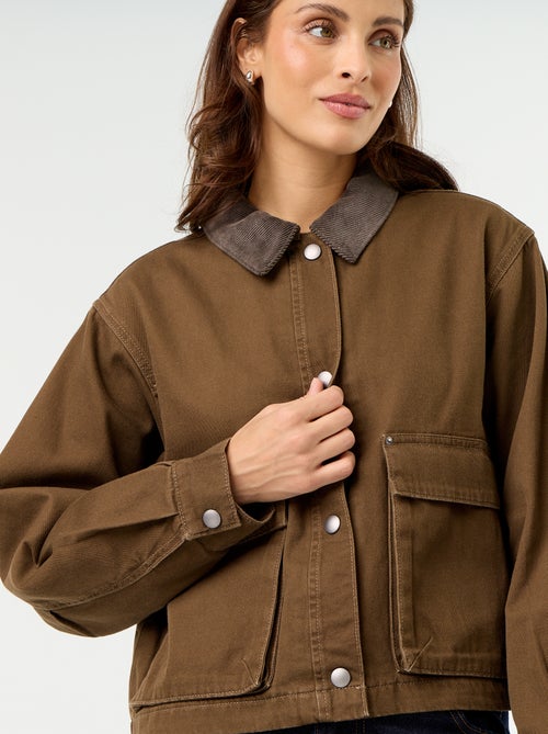 Giacca stile workwear in denim e collo in velluto - Kiabi