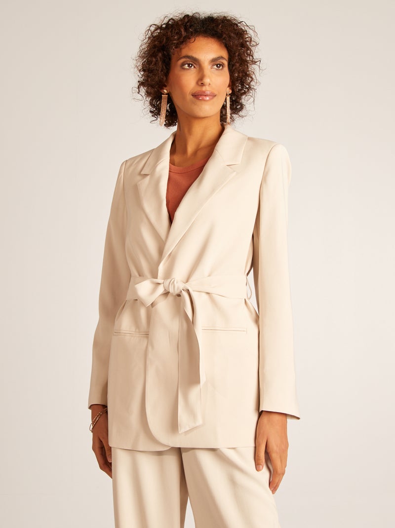 Giacca tailleur con cintura da annodare BEIGE - Kiabi