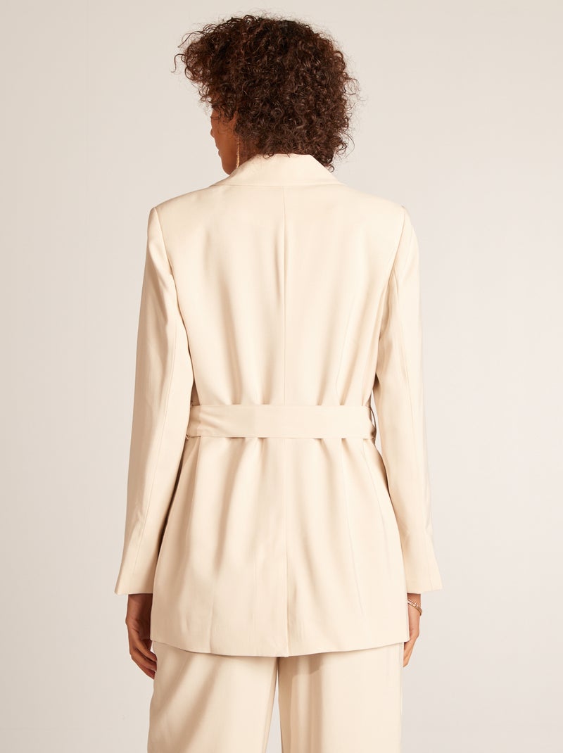 Giacca tailleur con cintura da annodare BEIGE - Kiabi