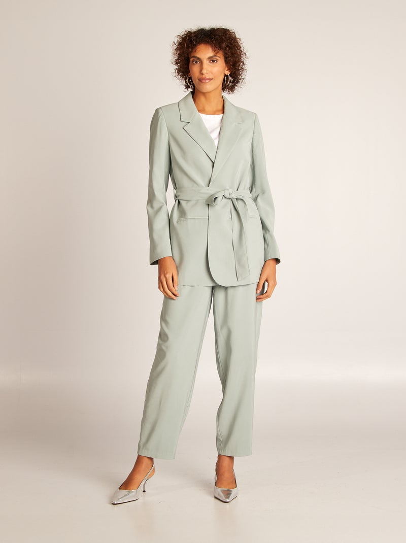 Giacca tailleur con cintura da annodare BLU - Kiabi