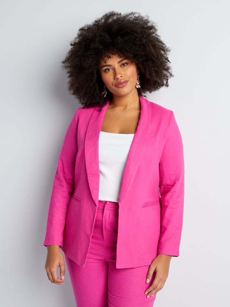 Giacca tailleur con collo dritto e lino ROSA - Kiabi