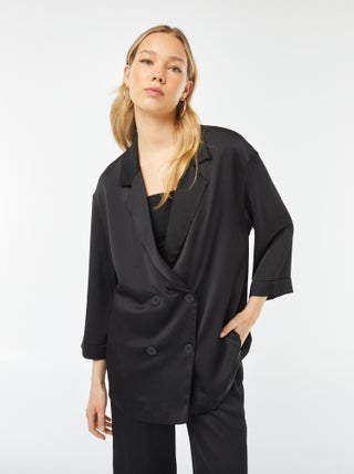Giacca tailleur in tessuto effetto crêpe maniche 3/4