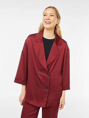 Giacca tailleur in tessuto effetto crêpe maniche 3/4