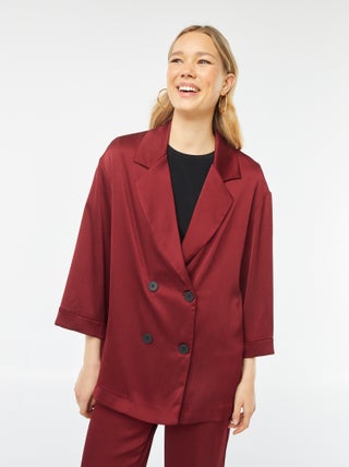 Giacca tailleur in tessuto effetto crêpe maniche 3/4