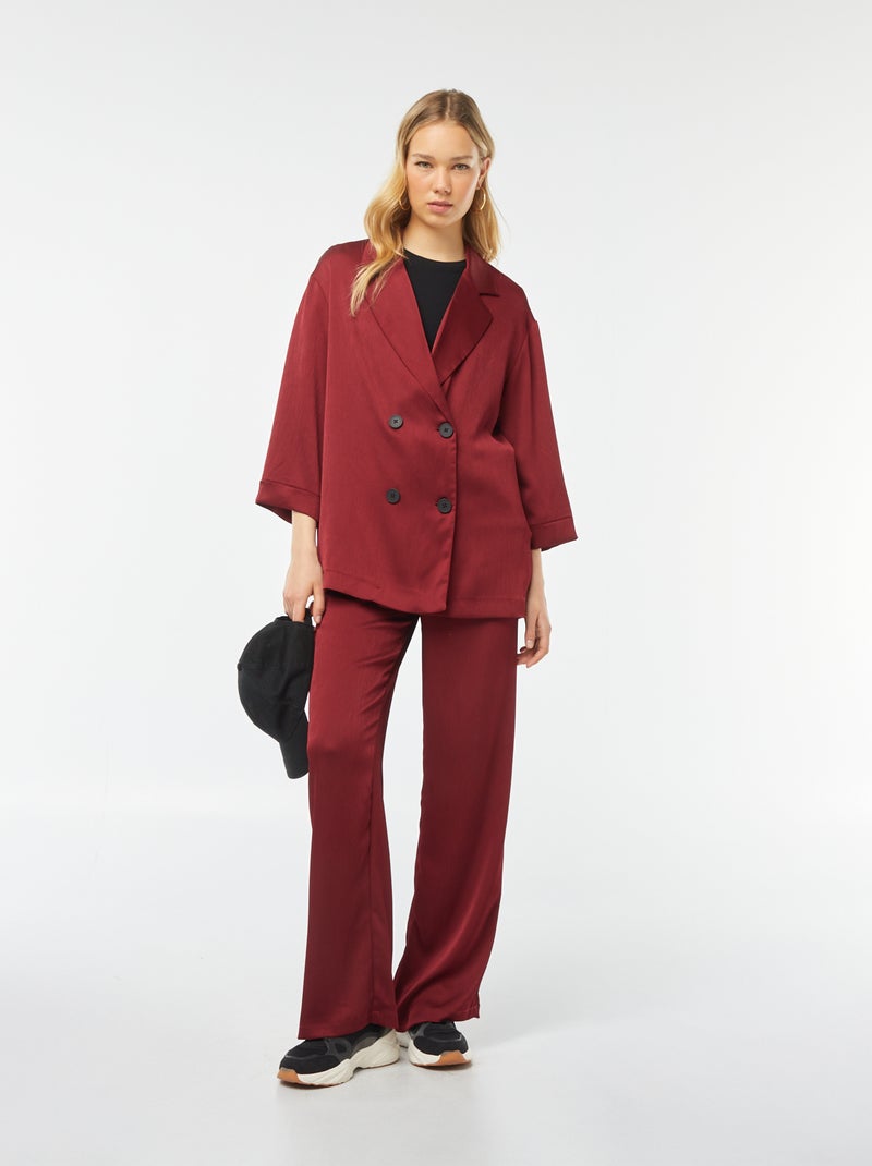 Giacca tailleur in tessuto effetto crêpe maniche 3/4 ROSSO - Kiabi