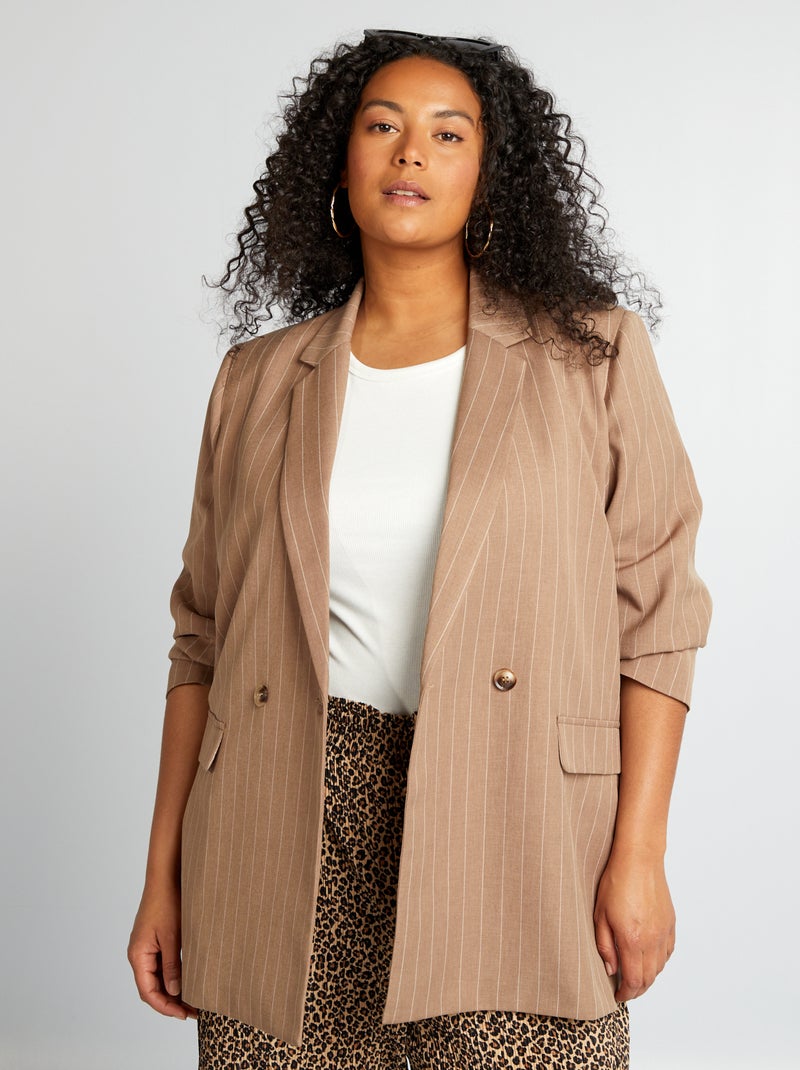 Giacca tailleur midi a righe MARRONE - Kiabi