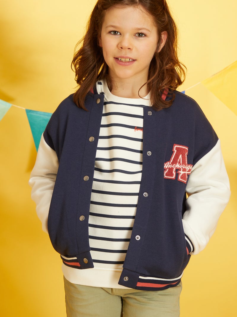 Giacca teddy stile 'college' BLU - Kiabi