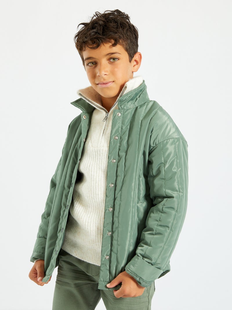 Giacca tipo overshirt trapuntata VERDE - Kiabi