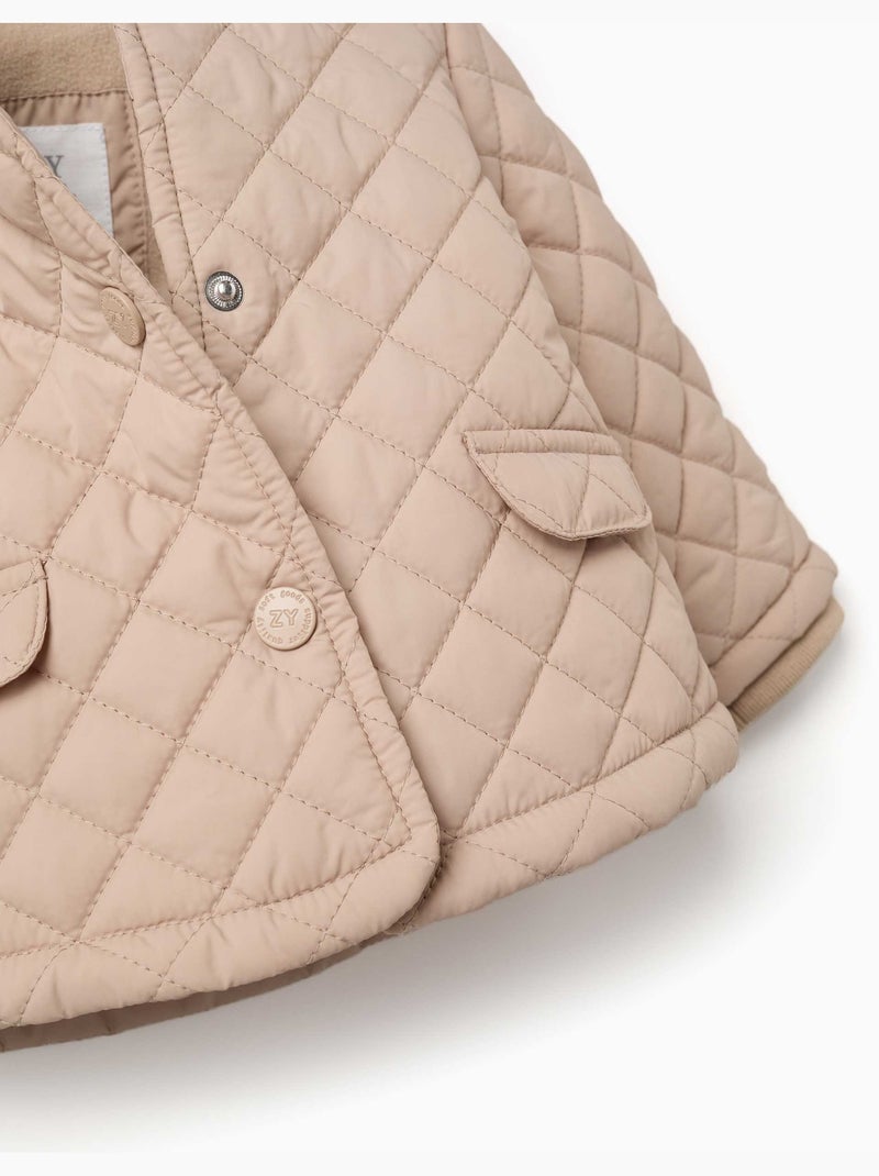Giacca trapuntata con cappuccio e fodera in pile Beige chiaro - Kiabi