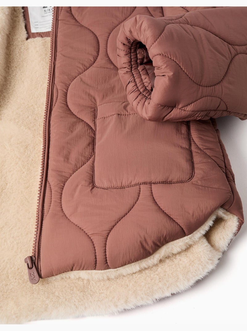 Giacca trapuntata con fodera in peluche e tasche Rosa - Kiabi