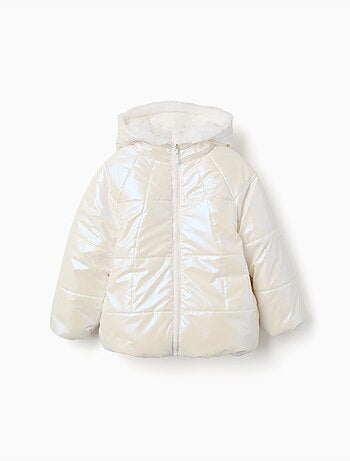Giacca trapuntata reversibile con cappuccio e fodera in peluche