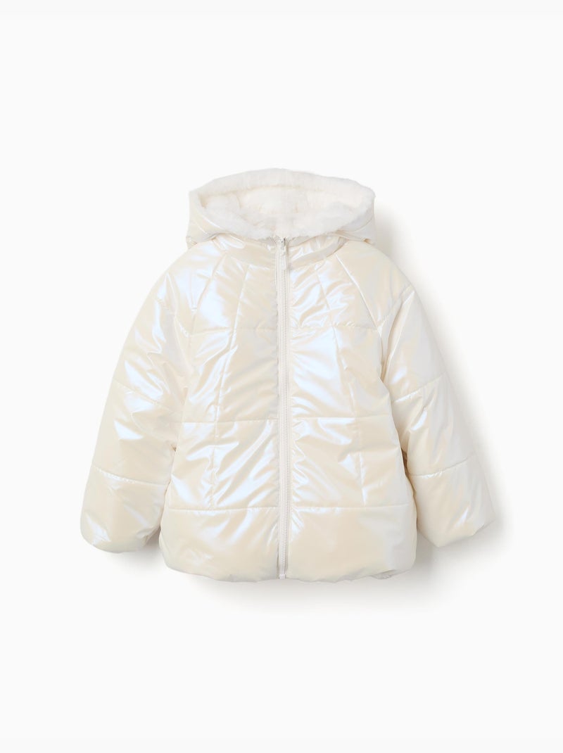 Giacca trapuntata reversibile con cappuccio e fodera in peluche Beige - Kiabi
