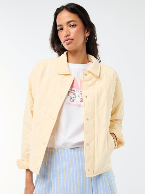 Giacca trapuntata tinta unita con colletto a camicia - Kiabi