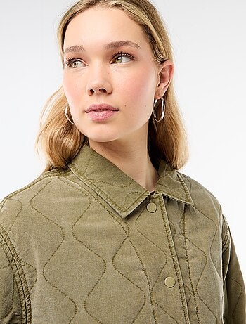 Giacca trapuntata tinta unita con colletto a camicia